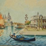Pair of oils on canvas, scenes in Venice, indistinctly signed, 12" x 16", framed