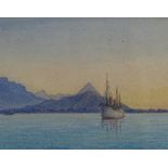 Lt Col John Marshall-West (1858 - 1928), watercolour, view of Table Mountain from the bay, signed