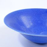 A Danish blue glaze porcelain bowl, by Sven Pryos, signed and dated 1988, diameter 22cm