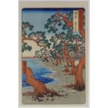 3 Japanese colour woodblock prints, circa 1900, image size 14" x 9"
