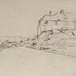 Frank Short, etching, rough weather at Blatchington, trial proof, signed in pencil, plate size 5.