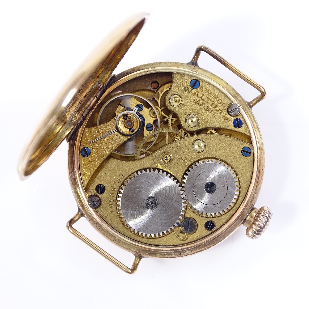 WALTHAM - a First War Period 9ct gold mechanical wristwatch, white dial with Arabic hour numerals - Image 4 of 5