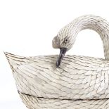 An unusual Oriental bone-mounted swan design box, length 32cm
