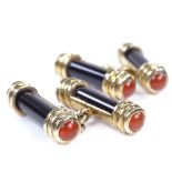 A pair of onyx carnelian and gold plated Links of London cufflinks, panel length 25.4mm, boxed