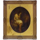 William Etty (1787 - 1849), oil on wood panel, the bather, 16" x 15", framed, provenance; The Museum