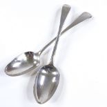 2 Georgian silver serving spoons, hallmarks London 1798 and 1806, 3.7oz total (2)