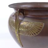 An Art Deco copper cachepot, circa 1920s, by C Kurz & Co Netherlands, with phoenix design brass