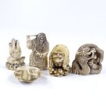 A group of Japanese Meiji Period ivory netsuke (5)