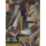 Attributed to Andor Weininger, mixed media, abstract composition, signed with monogram, 15" x 11",