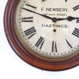 A 19th century mahogany-cased dial wall clock, painted dial inscribed F Newbery 52A High Street