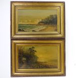 Williams, pair of 19th century oils on board, coastal scenes, signed, 9" x 16", framed