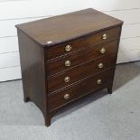 A George III mahogany chest of 4 long graduated drawers, on splay bracket feet, width 3'1", height