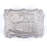 A Victorian silver "castle-top" vinaigrette, Westminster Abbey, by Nathaniel Mills, hallmarks