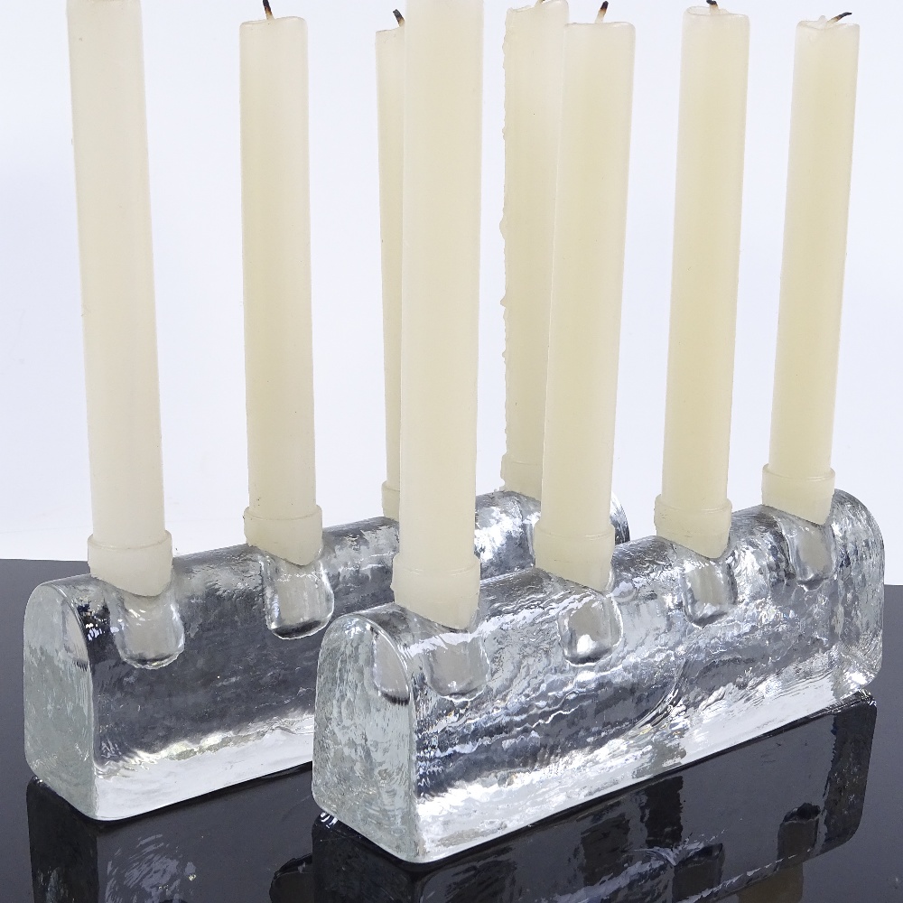 Kosta Boda Sweden, 2 4-section glass candle holders, length 21.8cm - Image 2 of 3
