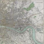 A map of London 1846, by B R Davies, 17" x 27", framed