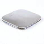An Art Deco Asprey's silver cigarette case, of rounded-edge square form with gilt interior,