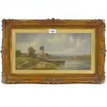 Alfred H Vickers (1853 - 1907), oil on canvas, a riverside windmill, signed, 8" x 16", framed