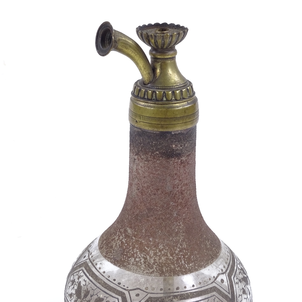 A Turkish 19th century Beykoz Nargile pipe base, height 24cm