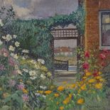 Charles Ginner, oil on board, flower gardens, signed, 18" x 21.5", framed