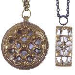 2 Finnish bronze pendant necklaces, largest pendant diameter 54.7mm (2)