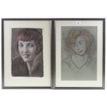 Harry John Pearson RBA (1872 - 1933), 3 charcoal/chalk, portraits of young girls, 18" x 12" (3)