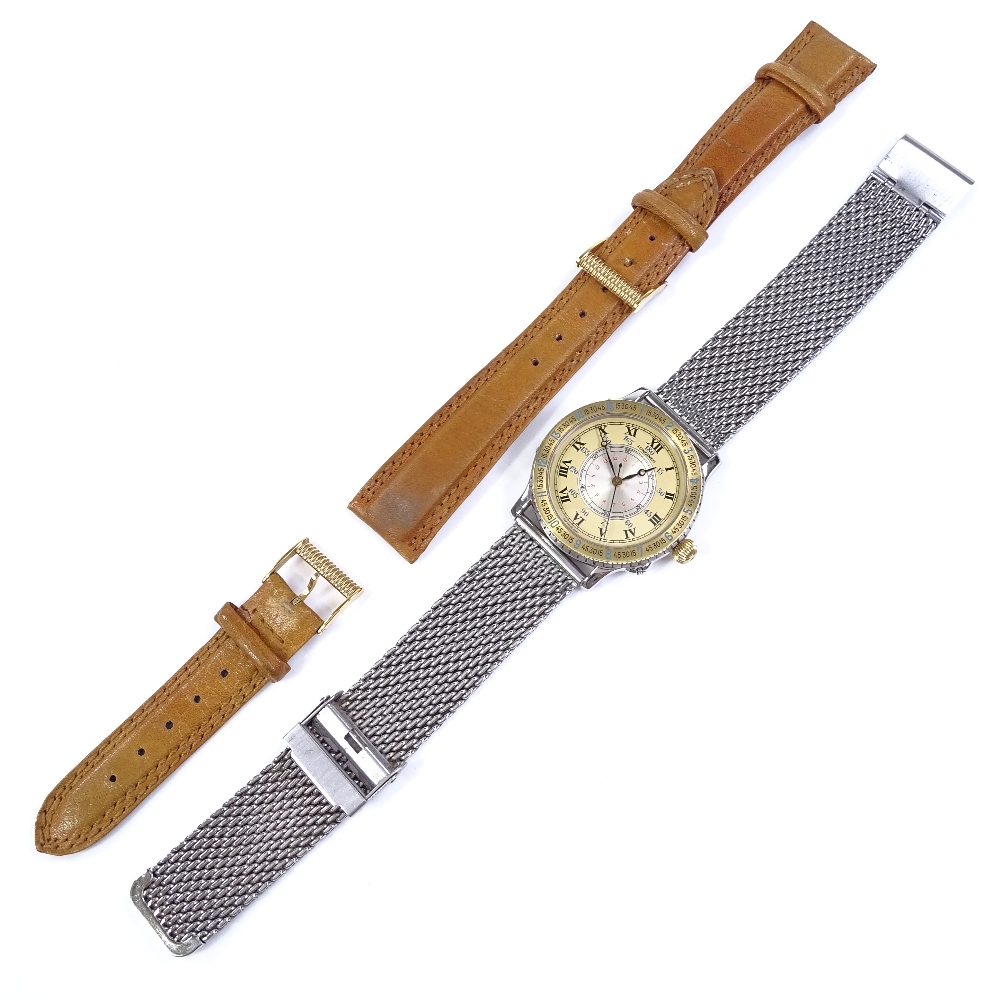 LONGINES - a Charles Lindbergh Hour Angle wristwatch, stainless steel case with gold bezel and - Image 2 of 5