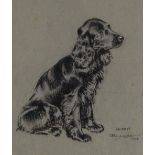 Charcoal and chalk, portrait of Springer Spaniel, indistinctly signed dated 1948, 12" x 9.5", framed