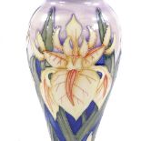 Moorcroft Pottery Yellow Iris pattern tall vase, 2000, height 28cm