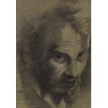 19th century pencil and chalk drawing, head of St John, unsigned, 13.5" x 9", framed