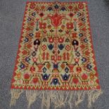 A cream ground wool hanging, with flower and bird decoration, dated 1825 - 1937, 190cm x 135cm