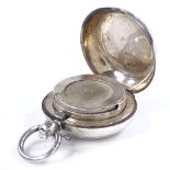 An Edwardian circular silver sovereign case, with engine turned decoration, by Dennison Watch Case