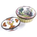 2 19th century enamel pillboxes, largest width 5cm (2)