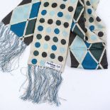 Peckham Rye, handmade double-sided fringed silk and wool long scarf, 168cm x 12cm