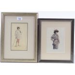 Harry John Pearson RBA (1872 - 1933), a pair of small ink/watercolour, portrait studies, 7.5" x 5.