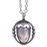 A Georg Jensen Danish sterling silver acorn pendant necklace, model no. 1988, on original silver