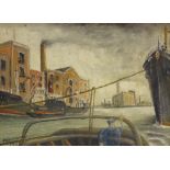 F H Kendall, oil on board, shipping scene on The Thames 1964, 10" x 13", and Scottish School, oil on