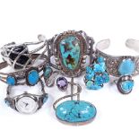 Various Ethnic stone set silver jewellery, including turquoise, amethyst and onyx