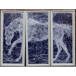 A set of 3 large abstract prints, Impatient Power, indistinctly signed,, Trowbridge Gallery Label,