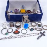 Various silver jewellery, including Charles Horner enamel ring, Scandinavian jewellery etc