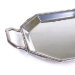 A George V silver 2-handled octagonal serving tray, by George Wish & Co Ltd, hallmarks Sheffield