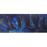 Lyall Watson, oil on board, Joan of Arc, signed with Exhibition labels verso 1963, 12.5" x 44",