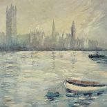 Esme Petch, oil on canvas, view of Westminster, signed, 16" x 20", framed