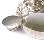 A large plated circular fruit bowl, in the form of a wine tasting cup, diameter excluding handle