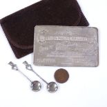 A Union Pacific Railway sterling silver pass, presented to Dr Colin Taylor (Native American