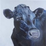 Clive Fredriksson, colour print, cow, signed in pencil, image 23" x 21", framed