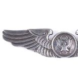 A Second War sterling silver US Air Force Air Crew Wings brooch, by L G Balfour Company, length 76.