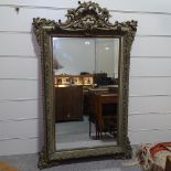 A 19th century gilt-gesso framed wall mirror, with acanthus pediment, height 4'9", width 2'11"