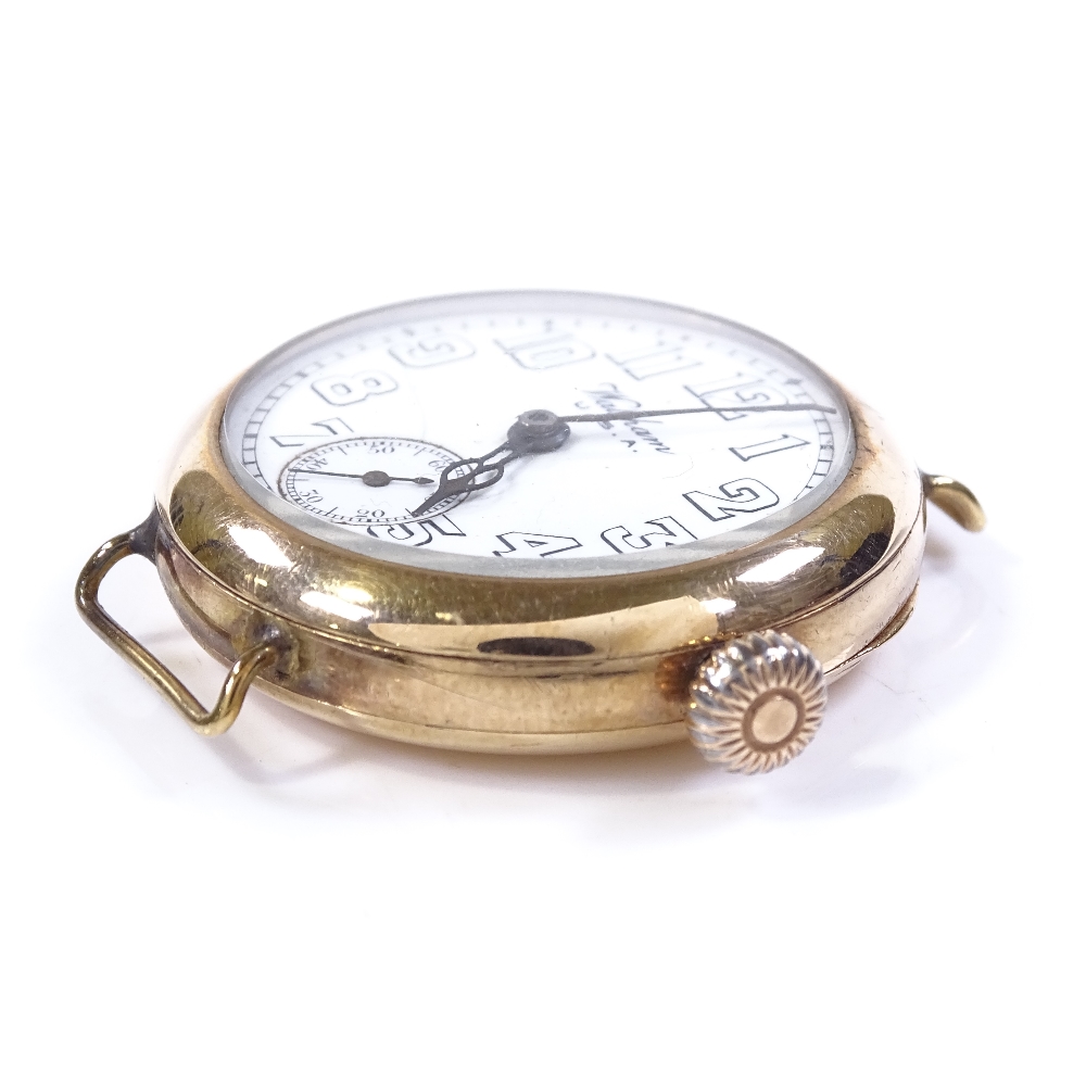 WALTHAM - a First War Period 9ct gold mechanical wristwatch, white dial with Arabic hour numerals - Image 3 of 5