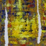 John Percy, mixed media on board, abstract 1989, 16" x 20", framed