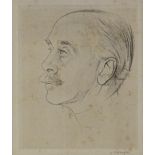 William Rothenstein, 3 lithographs, head portraits, all signed in pencil, image 6.5" x 5", framed (